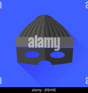 Icona del ladro isolato su sfondo blu. Lunga ombra. Illustrazione Vettoriale