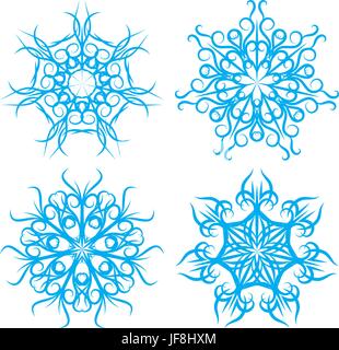 Set di pattern simmetrici. I fiocchi di neve o fiori Illustrazione Vettoriale