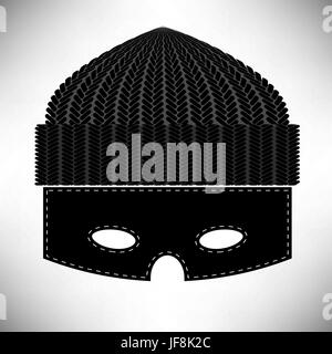 Icona del ladro isolato su sfondo grigio. Simbolo del Brigante Illustrazione Vettoriale