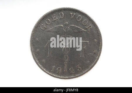 1 FRANCO BELGA, Coin, 1923 Foto Stock