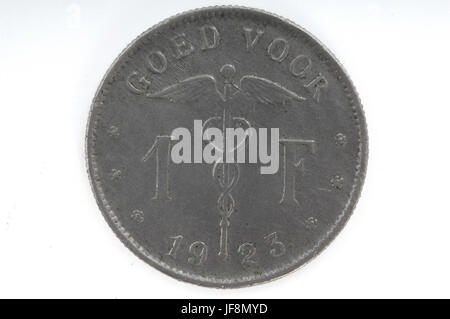 1 FRANCO BELGA, Coin, 1923 Foto Stock