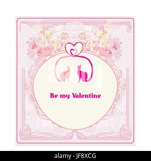 Scheda di San Valentino con i gatti in amore Illustrazione Vettoriale