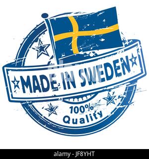 La Svezia, timbro verme, fatta, svedese, indicare, show, mano, istruzione, assistenza, Illustrazione Vettoriale