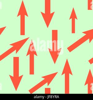 Le frecce rosse isolato su sfondo verde. Serie di frecce rosse Illustrazione Vettoriale
