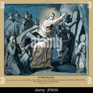 La risurrezione di Lazzaro, il Vangelo di Giovanni capitolo XI versetti 43 - 44 'e, detto questo, gridò a gran voce: "Lazzaro, vieni fuori. E il morto uscì, legati mani e piedi con graveclothes' illustrazione 1852-60 da Julius Schnorr von Carolsfeld Foto Stock