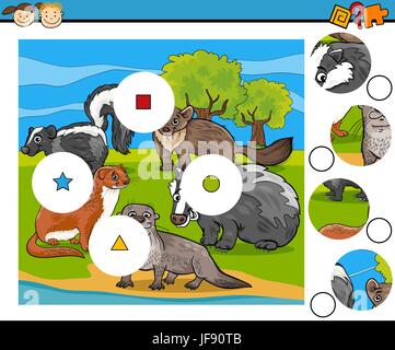 Pezzi di match game cartoon Illustrazione Vettoriale