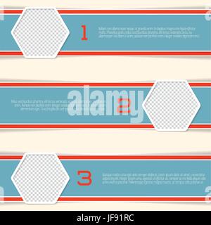 Infografico design con esagono contenitori di foto Illustrazione Vettoriale