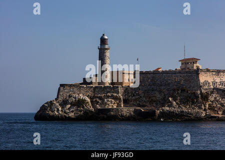 CASTILLO DE LOS TRES REYES DEL MORRO è un castello a punta de BARLOMENTO - Havana, Cuba Foto Stock