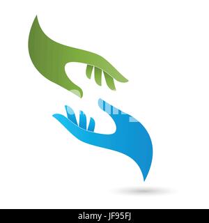 Due logo mani,cura pastorale, massaggio Illustrazione Vettoriale
