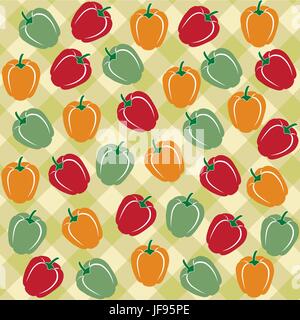 Modello senza giunture di peperoni dolci di colori diversi Illustrazione Vettoriale