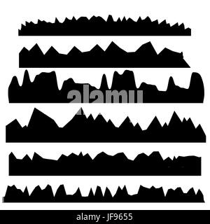 Set di sagome delle montagne isolati su sfondo bianco Illustrazione Vettoriale