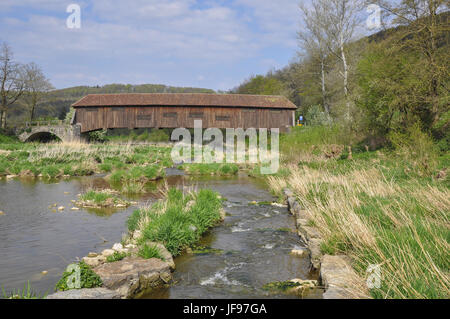 Ponte di legno a Kirchberg, Germania Foto Stock