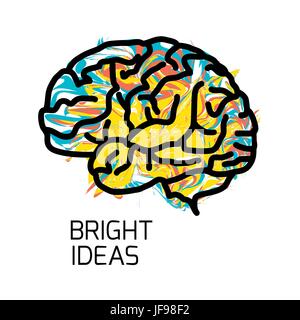 Icona del cervello isolato su sfondo bianco. Illustrazione Vettoriale