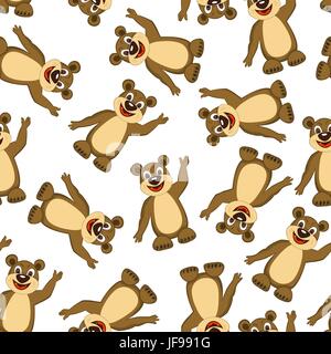Seamless Funny Cartoon Bear Illustrazione Vettoriale