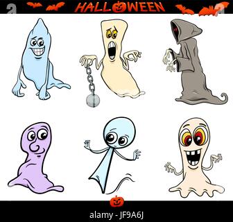 Halloween fantasmi cartoon impostato Illustrazione Vettoriale