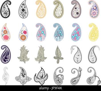 Set di elementi di Paisley Illustrazione Vettoriale