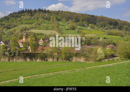 Valle Jagst Unterregenbach nelle vicinanze, Germania Foto Stock