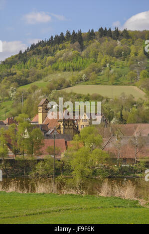 Valle Jagst Unterregenbach nelle vicinanze, Germania Foto Stock