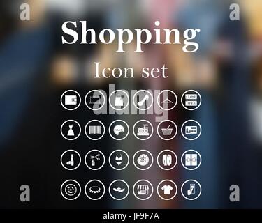 Shopping icona impostare Illustrazione Vettoriale