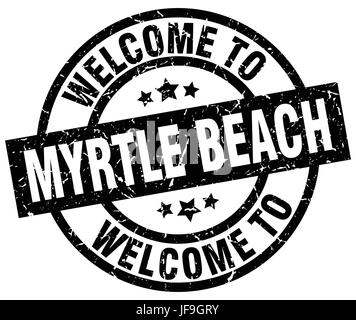 Benvenuto a Myrtle Beach timbro nero Illustrazione Vettoriale