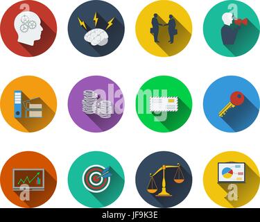Set di icone di business in design piatto Illustrazione Vettoriale