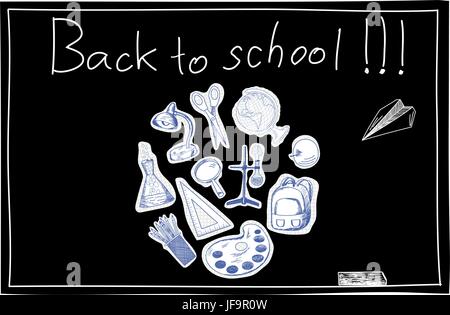 Lavagna con simboli educativa Illustrazione Vettoriale