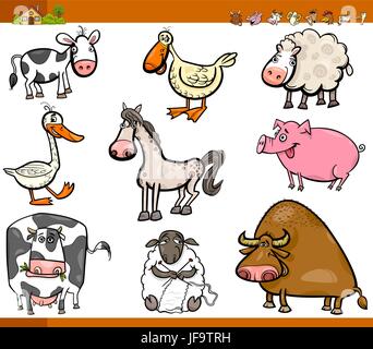 Gli animali della fattoria cartoon impostato Illustrazione Vettoriale
