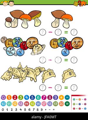 Matematica educative cartoon di gioco Illustrazione Vettoriale