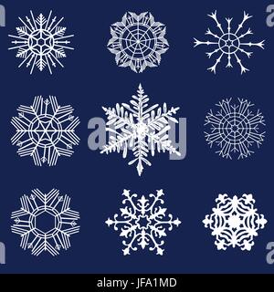 Diversi set di fiocchi di neve Illustrazione Vettoriale