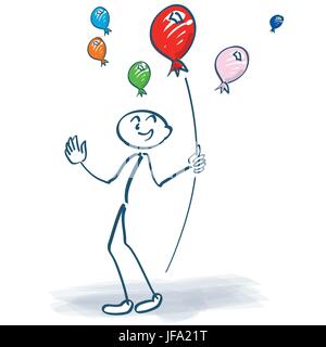 Feste, celebrazioni, il palloncino, invito ballon, palloncini e pittura, maschio Illustrazione Vettoriale