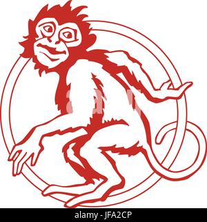 Divertente scimmia con il circus anello. Illustrazione Vettoriale Illustrazione Vettoriale