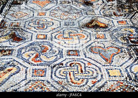 Mosaico ceramico pavimento in Efeso Turchia Foto Stock