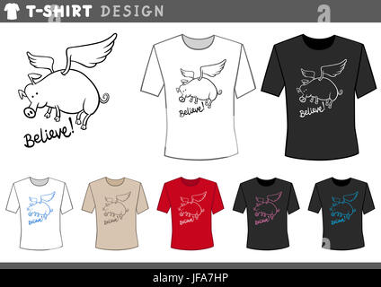 T shirt design con flying pig Foto Stock