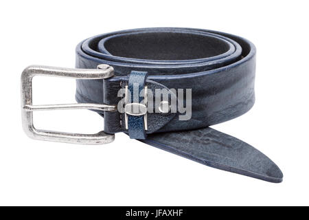 Uomo Blu cintura in cuoio isolati su sfondo bianco Foto Stock