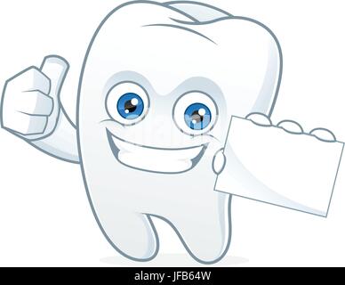 Dente mascotte cartoon Illustrazione Vettoriale
