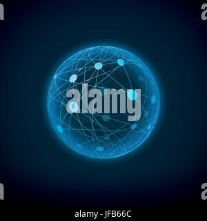 Sfera con puntini collegati e linee. Illustrazione Vettoriale