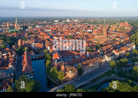 Aerila foto della città vecchia di Lueneburg, Bassa Sassonia, Germania Foto Stock