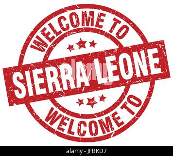 Benvenuti in Sierra Leone francobollo rosso Illustrazione Vettoriale