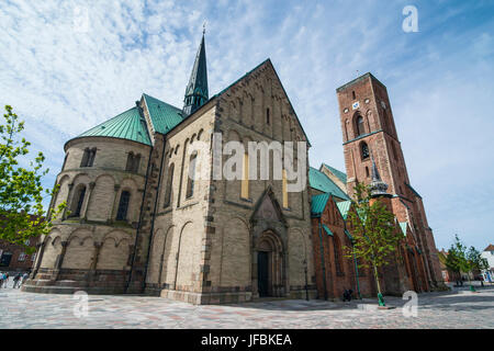 Nostra Signora Maria cattedrale, Ribe, Danimarca più antichi della città superstite, nello Jutland, Danimarca Foto Stock