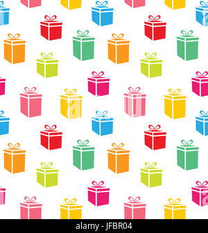 Illustrazione del modello senza soluzione di continuità di colorati semplici scatole regalo, Holiday - Carte da parati - Foto Stock