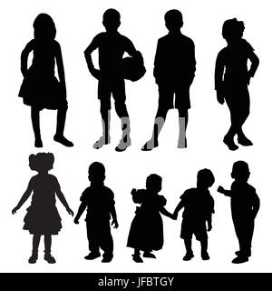 Silhouette di bambini Illustrazione Vettoriale