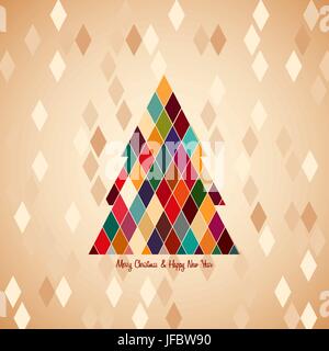 Albero di natale con abstract forme geometriche - stile vintage Illustrazione Vettoriale