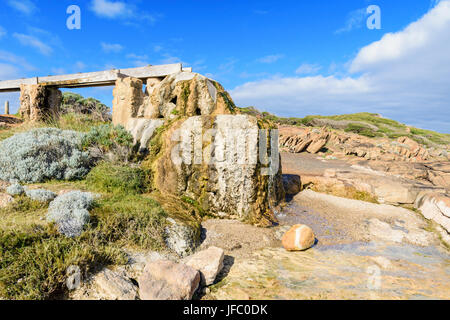 Attrazione storico della vecchia calcificato di ruota di acqua a Cape Leeuwin, vicino a Augusta in Leeuwin-Naturaliste National Park, Australia occidentale Foto Stock