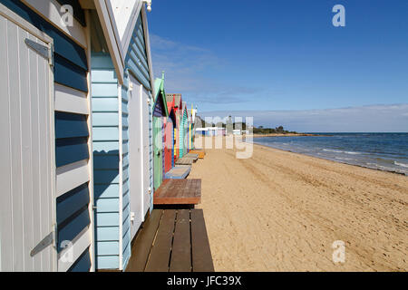 La spiaggia di Brighton capanne - Melbourne, Australia Foto Stock