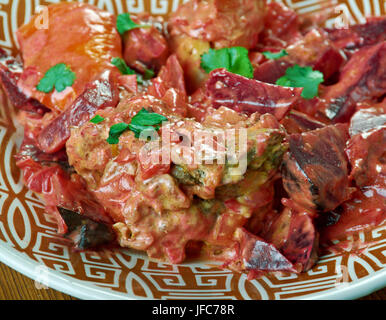 La barbabietola rossa Curry di Montone Foto Stock