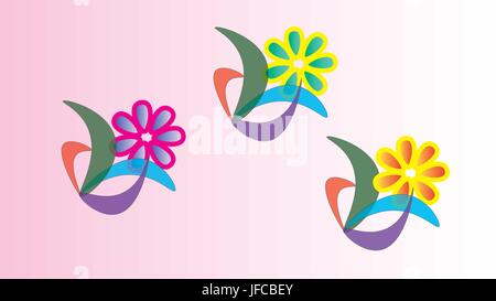 Tre fiori astratti. Illustrazione Vettoriale