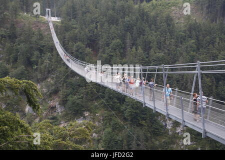 Ponte di sospensione, Reutte Tirol, Highline 179 Foto Stock