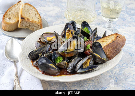 I marinai cozza sulla piastra Foto Stock