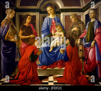 Madonna con il bambino e sei santi (Sant' Ambrogio Ancona) Sandro Botticelli 1470 ( Alessandro di Mariano Filipepi ) 1445-1510 Firenze pittore italiano di scuola fiorentina del primo Rinascimento. Foto Stock