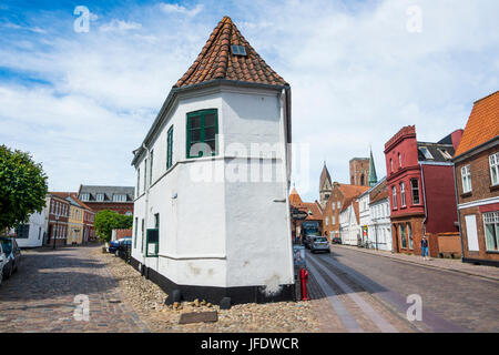 Poco monopolizzati casa in Ribe, Danimarca più antichi della città superstite, nello Jutland, Danimarca Foto Stock